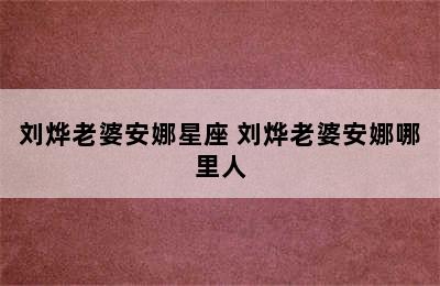 刘烨老婆安娜星座 刘烨老婆安娜哪里人